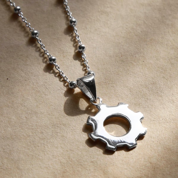 Collier denté industriel en argent sterling