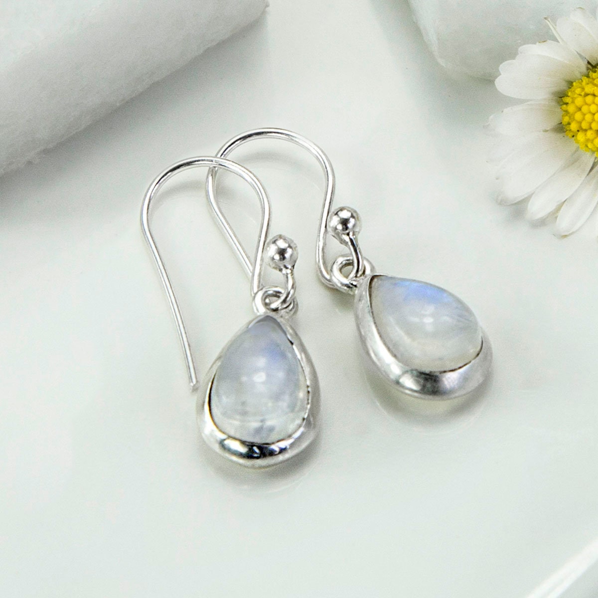 【STONEHENgE】Silver Material Water Drop Earrings SC25A37E Sterling Silver Dangly Moonstone Teardrop Earrings - Etsy