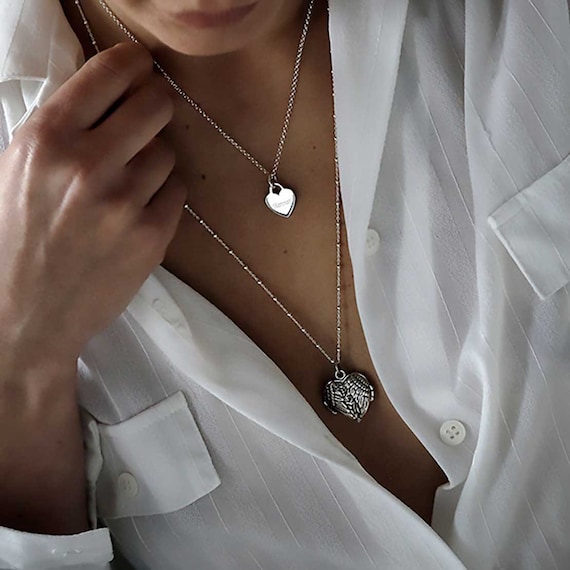 アクセサリー ENGRAVED HEART PENDANT (SILVER) Sterling Silver Initial Z Heart Necklace: Engraved Charm - Etsy