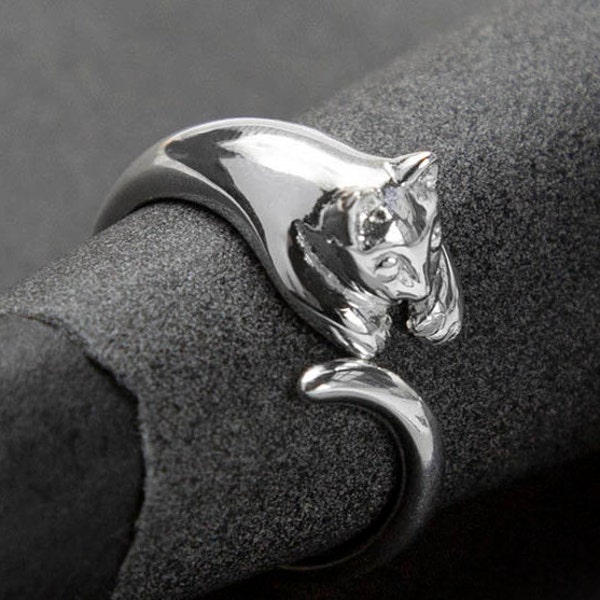 Sterling Silver Adjustable Cat Ring