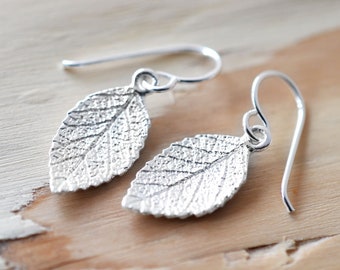 Sterling Silber Minze Blatt baumelnde Ohrringe