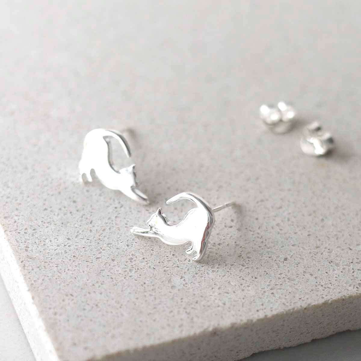 Orecchini a perno a forma di gattino in argento sterling - Italia