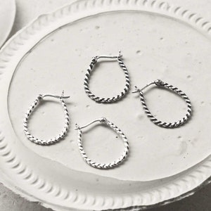 Sterling Silver Rope Hoop Earrings