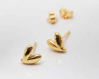 18k Gold Plated Brass Love Heart Studs