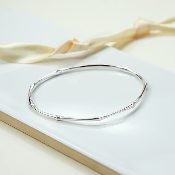 アクセサリー Sterling Silver Bamboo Bangle Vintage Bamboo Bangle Bracelet, Vintage Sterling Silver 1970s Bangle