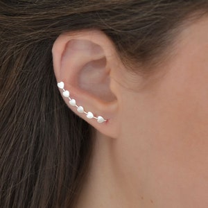 Sterling Silver Heart Ear Climbers