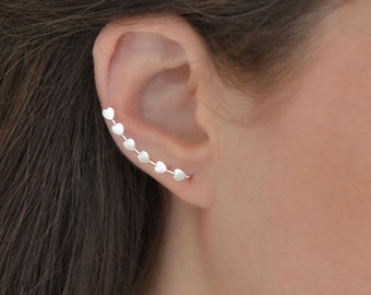 Sterling Silver Heart Ear Climbers