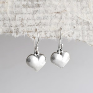 Sterling Silver Dangly Ball Heart Earrings - Etsy