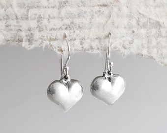 Sterling Silver Dangly Love Heart Earrings