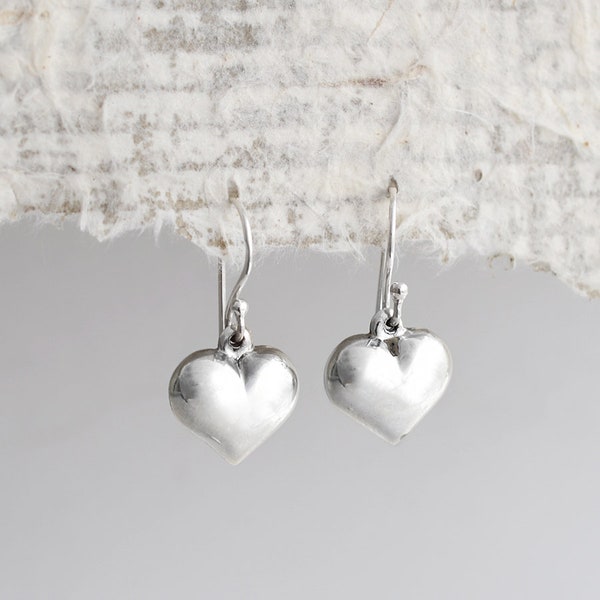 Sterling Silver Dangly Love Heart Earrings