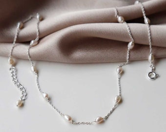 Sterling Silver Dew Drop Pearl Necklace