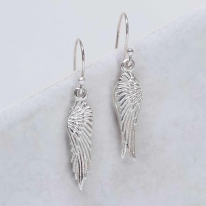 Sterling Silver Angel Wings Dangly Earrings