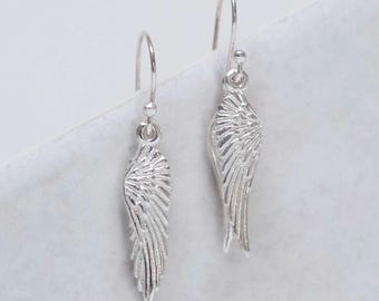 Sterling Silver Angel Wings Dangly Earrings