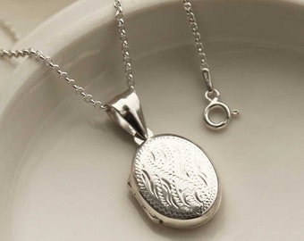 Sterling Silver Decorative Oval Locket