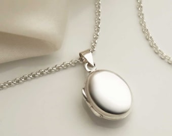 Sterling Silver Oval Locket Necklace