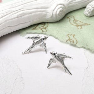 Sterling Silver Swallow Stud Earrings