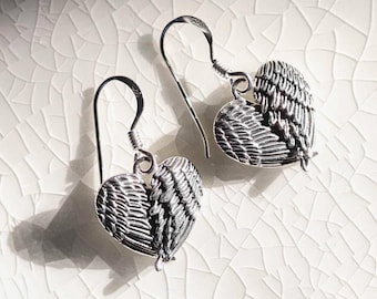 Sterling Silber Liebe Flügel Ohrringe
