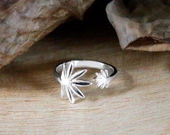Sterling Silver Adjustable Palm Tree Ring