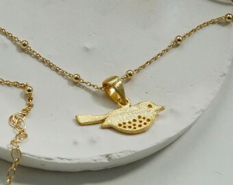 Gold Plated Sterling Silver Little Bird Necklace