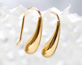 18k Gold Plated Brass Small Liquid Drop Earrings