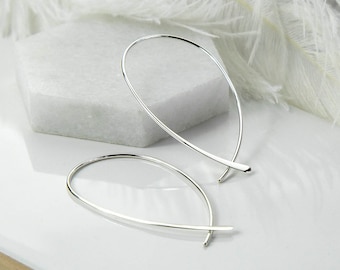 Sterling Silver Oval Loop Hoop Earrings
