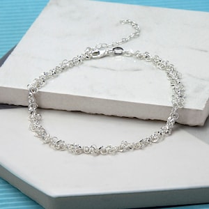 Sterling Silver Velvet Circles Anklet