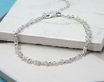 Sterling Silver Velvet Circles Anklet