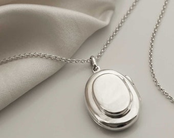 Sterling Silver Double Oval Locket Necklace