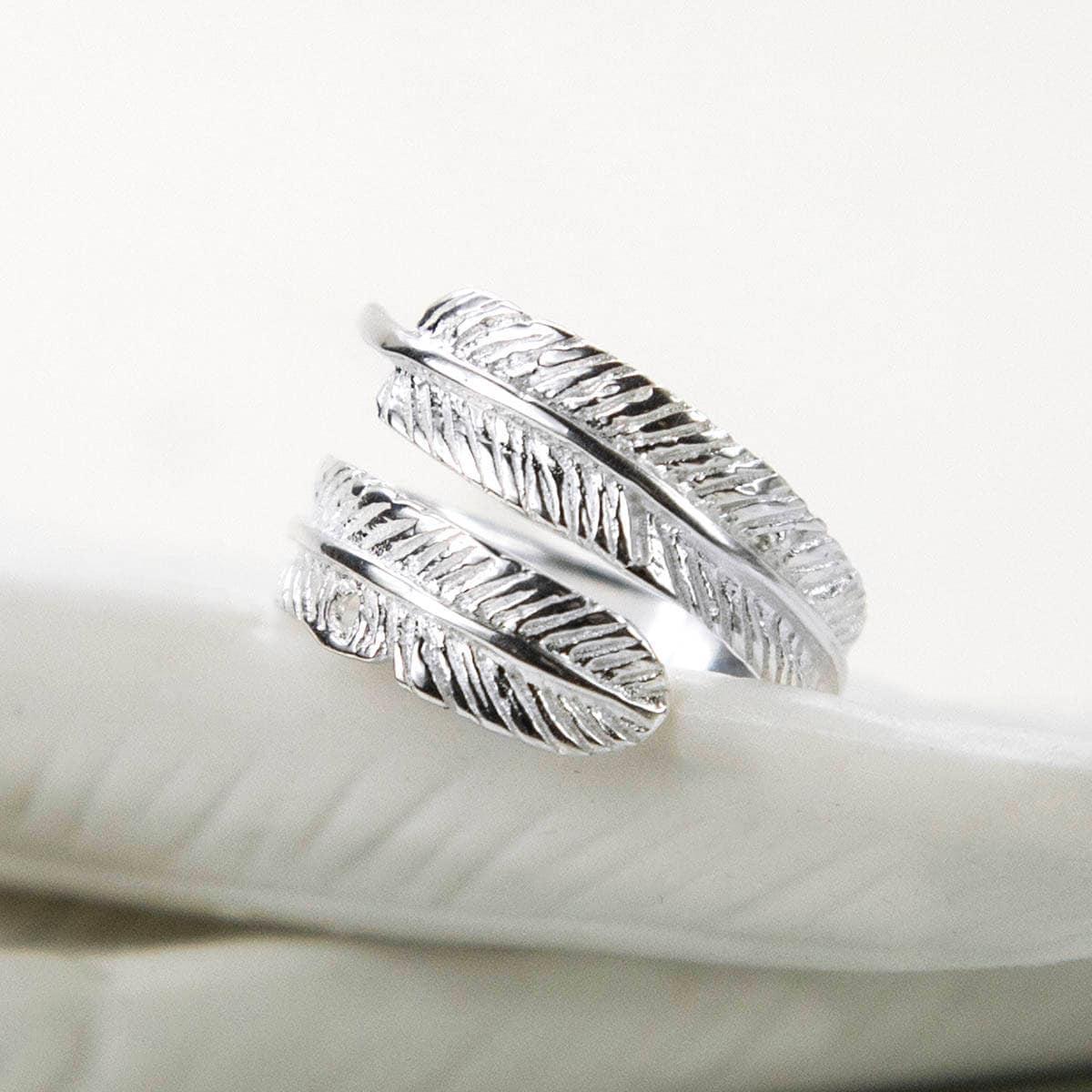 Sterling Silver Adjustable Polished Feather Ring Etsy Singapore