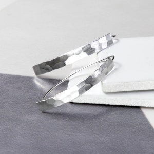 Sterling Silver Hammered Bow Drop Earrings