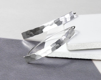 Sterling Silver Hammered Bow Drop Earrings