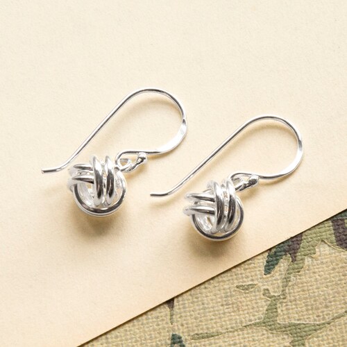 Sterling Silber Dangly Einfache Knoten Ohrringe