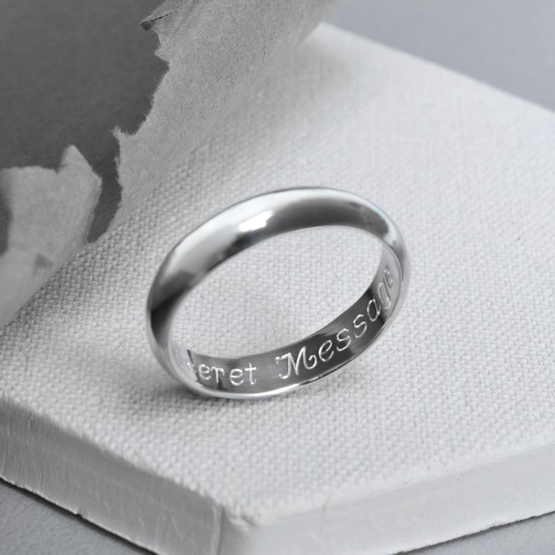 Personalized 5mm Sterling Silver Secret Message Ring zdjęcie 4