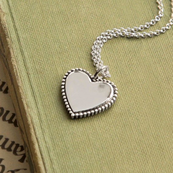 Engravable Sterling Silver Heart Necklace - Etsy Canada