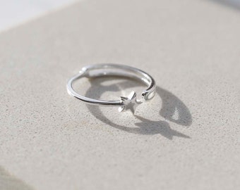 Sterling Silver Adjustable Star Ring - Etsy