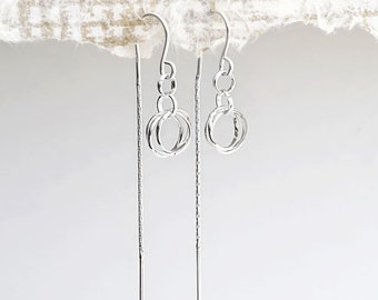 Sterling Silver Threader Chain Rings Earrings