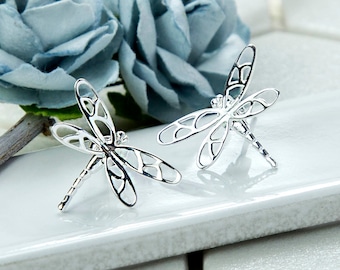 Sterling Silver Dragonfly Stud Earrings