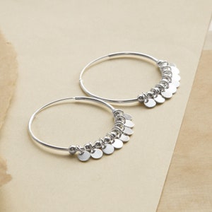 Sterling Silver Sequin Hoop Earrings image 2