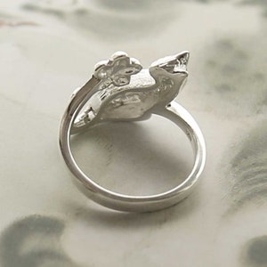 Sterling Silber Katze und Blume verstellbarer Ring Bild 6