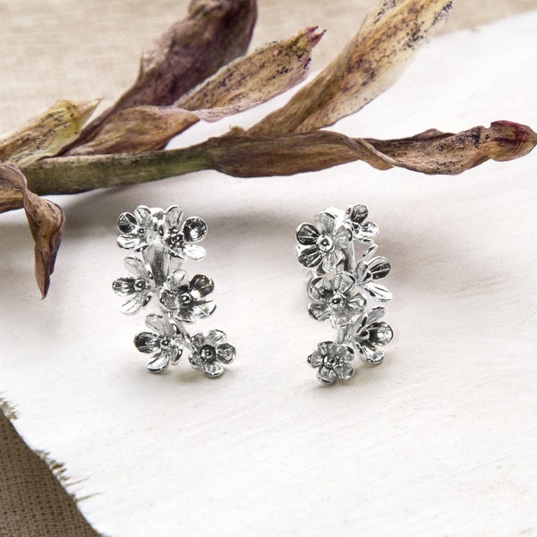 Sterling Silver Forget Me Not Drop Earrings