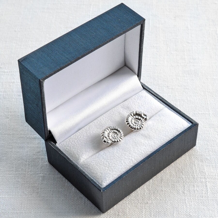 Ammonite Silver Cufflinks – BROOKE Jewelry