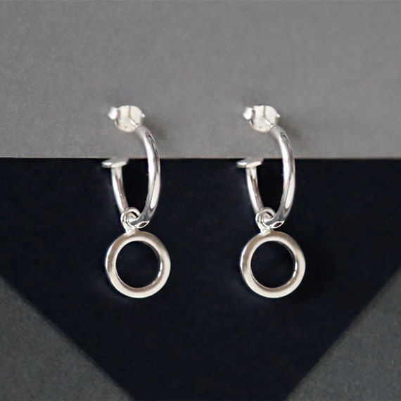 URBAN SHe° - Orecchini A Cerchio In Argento Sterling 925 Ossidato - Moderni, Larghi 7mm X 30mm - Fatti A Mano