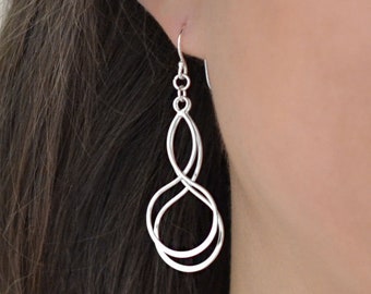 Sterling Silver Dangly Double Loop Earrings