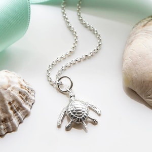 Personalised Sterling Silver Turtle Necklace