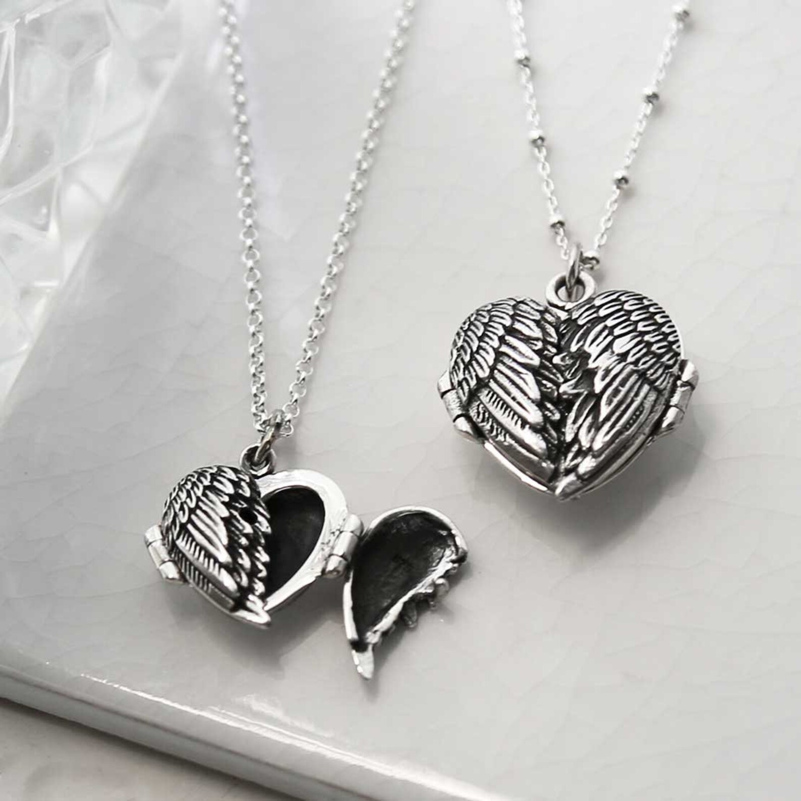 Sterling Silver Small Love Wings Locket – Angel Wing Heart Locket ...