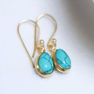 Gold Plated Turquoise Teardrop Earrings