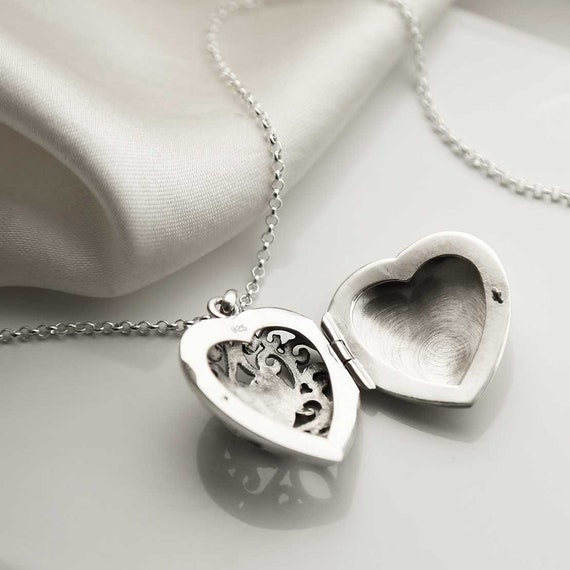 Sterling Silver Vintage Heart Locket Necklace - Etsy Sterling Silver Vintage Heart Locket Necklace - Etsy