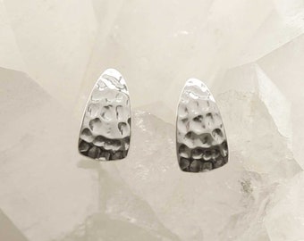 Sterling Silver Hammered Slice Studs