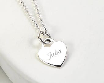 Sterling Silver Engravable Heart Necklace