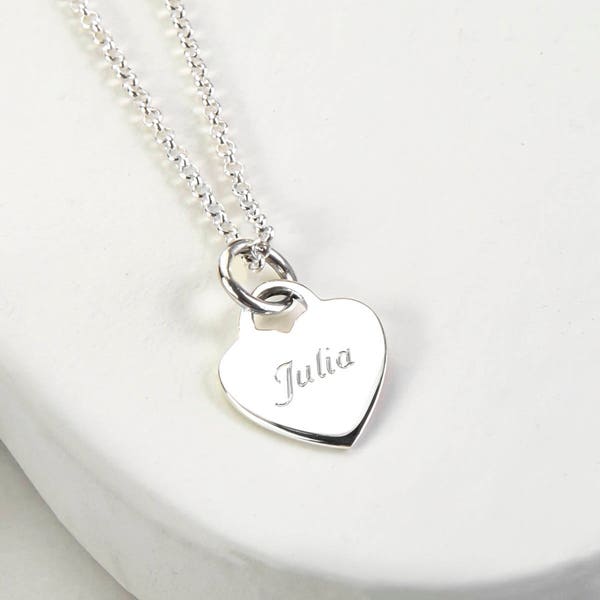 Sterling Silver Engravable Heart Necklace